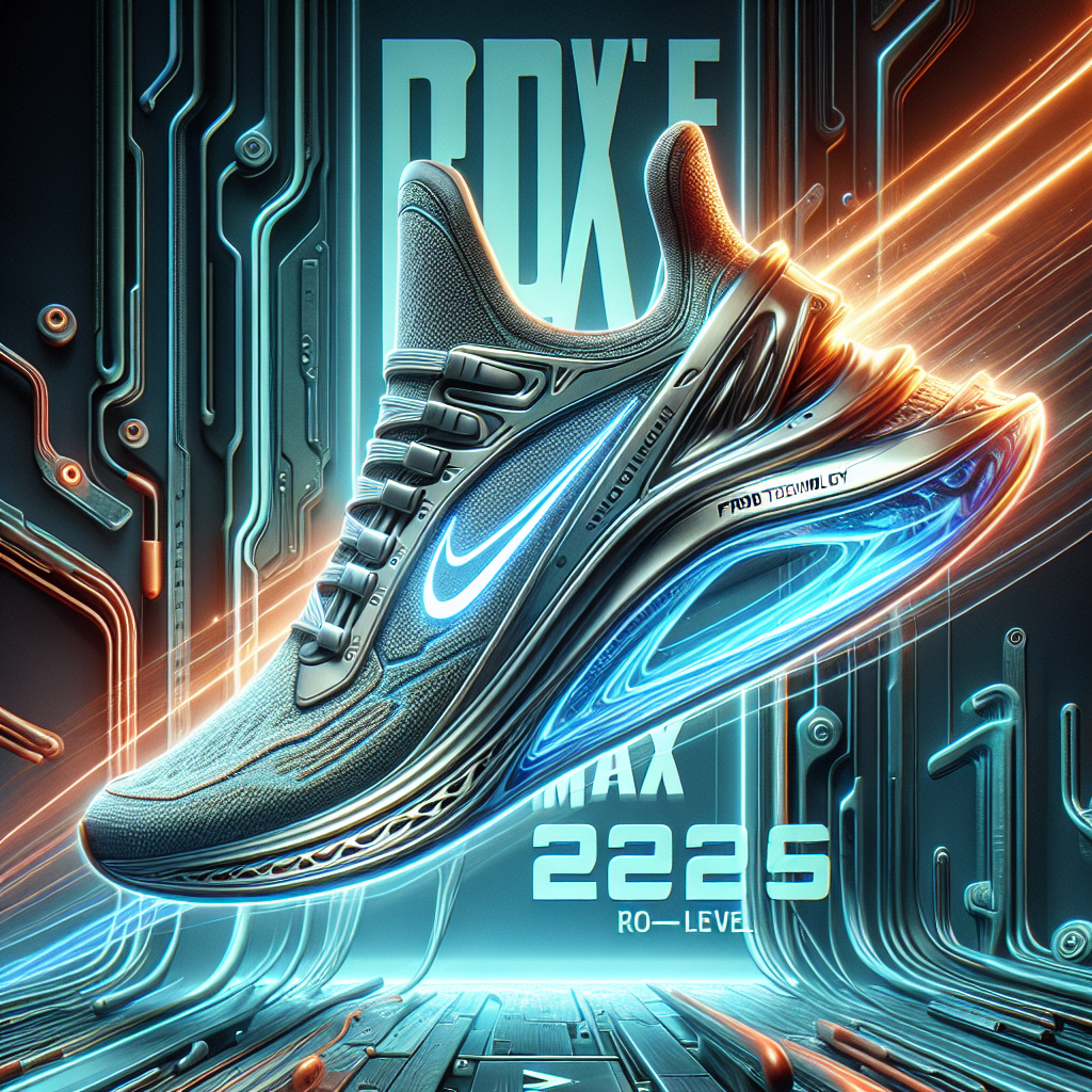 Futuristic sneaker with glowing blue and orange accents showcasing advanced cushioning and technology.